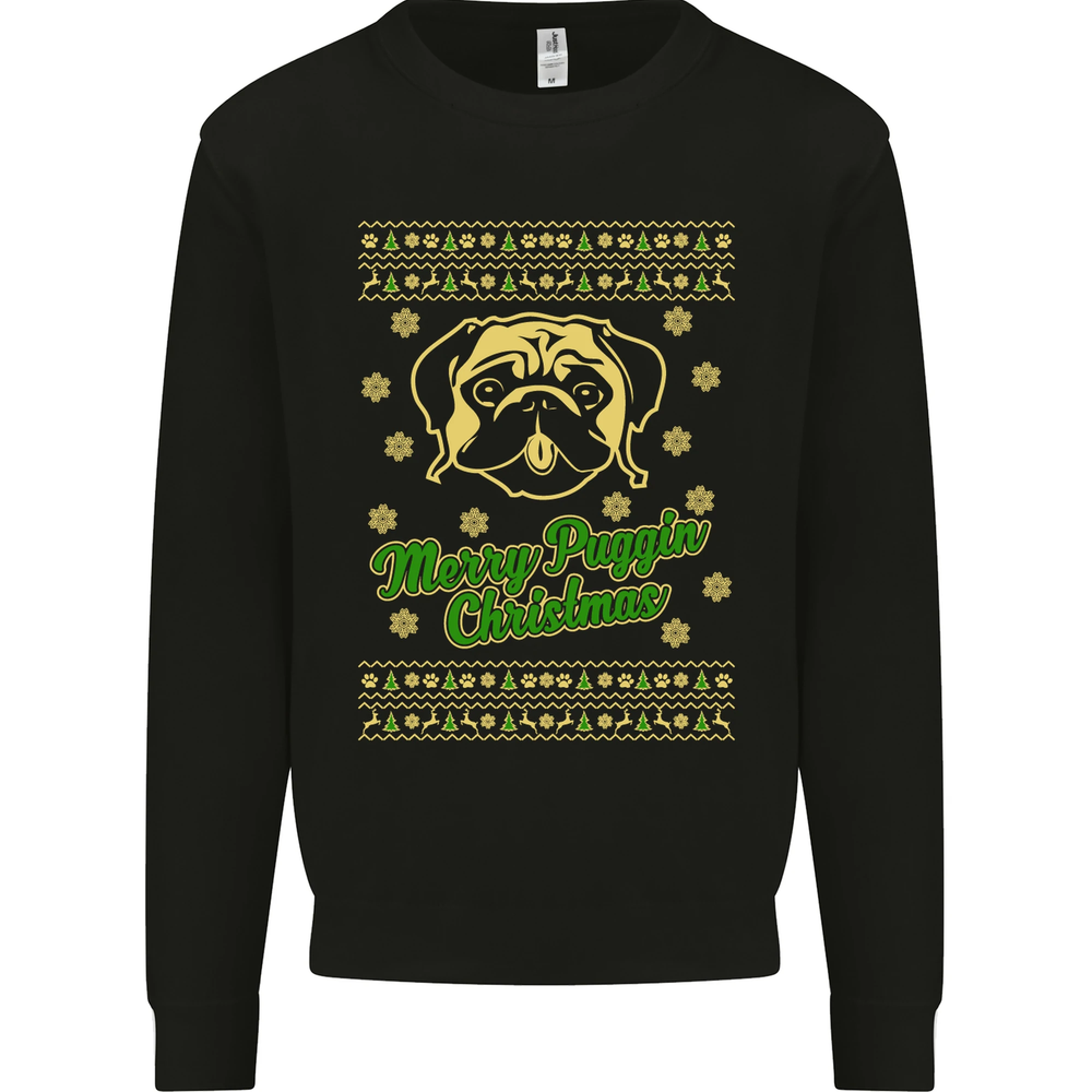 Feliz Puggin Navidad Divertido Pug Hombre Sudadera Jersey