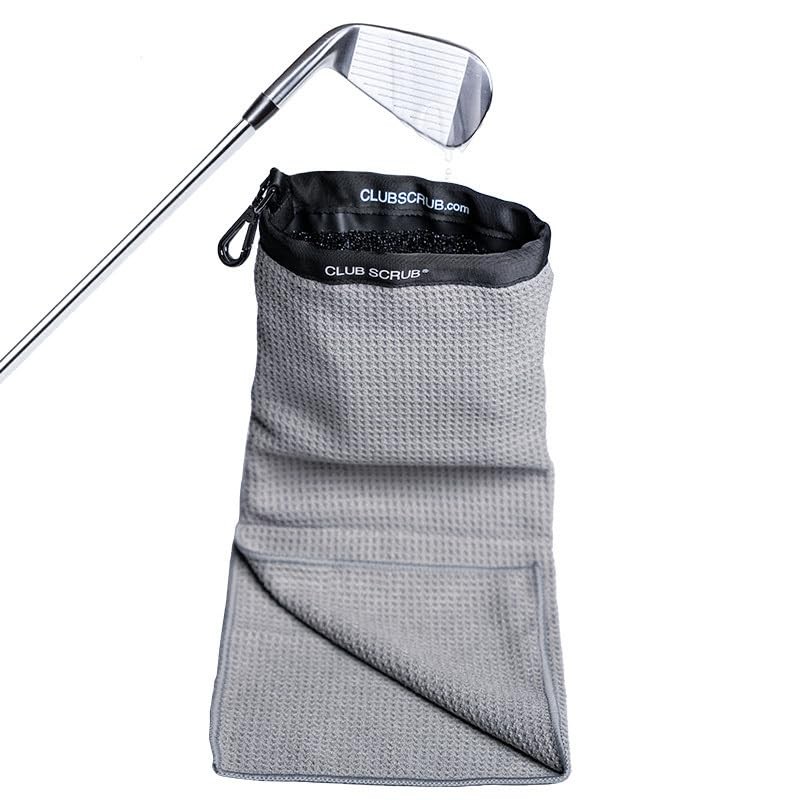 Golf Club Cleaning Pouch with Towel Waterproof Machine Washable Gray