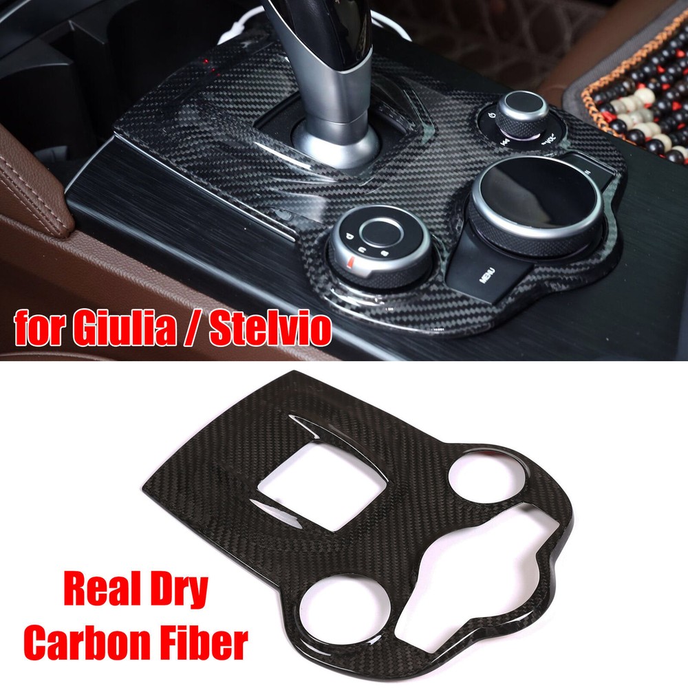 Carbon Fiber Style Gear Shift Box Trim Cover For Alfa Romeo Giulia stelvio 17-19