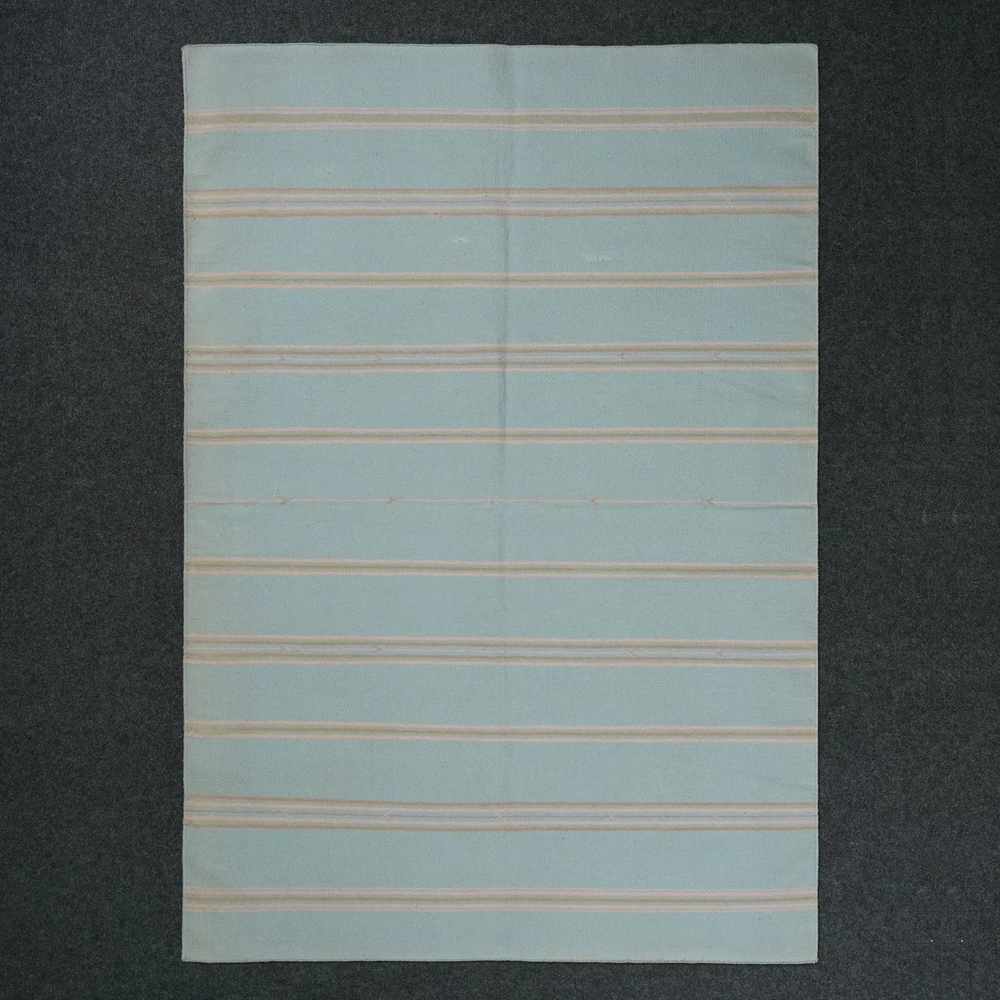 Modern Handwoven Cotton Kilim Dhurrie Rug Color Sky, Blue Handmade Carpet Rug