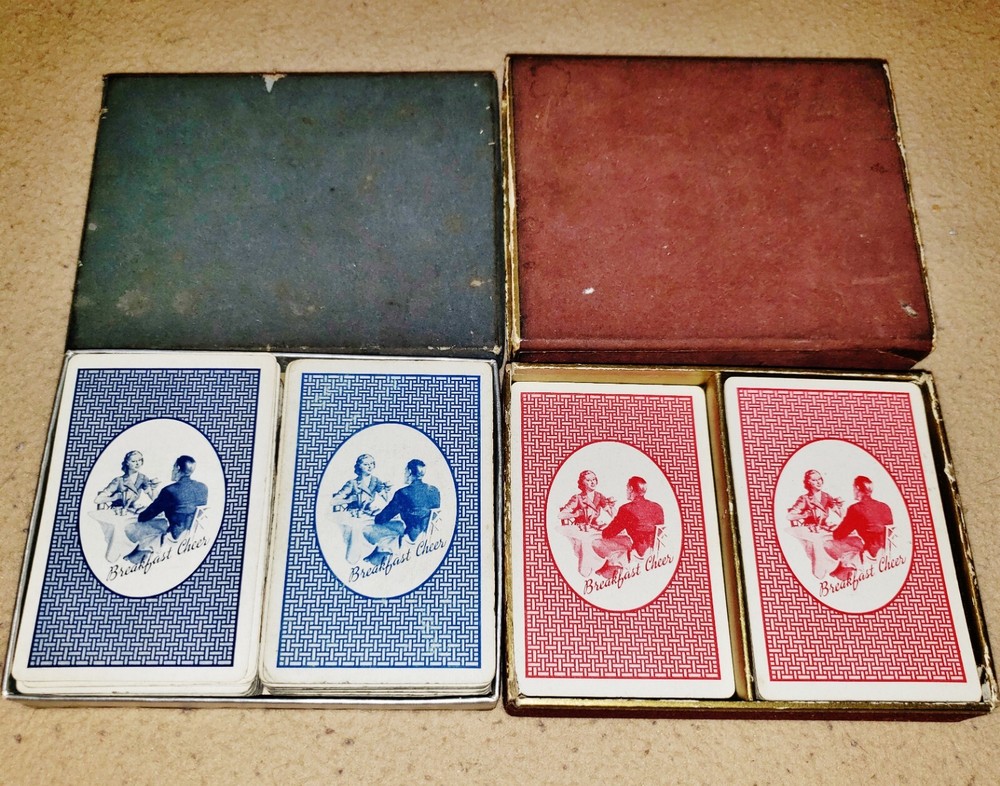 3 1950s Breakfast Cheer Decks of Playing Cards & 1943 Bridge Card & Coupon Cards-image