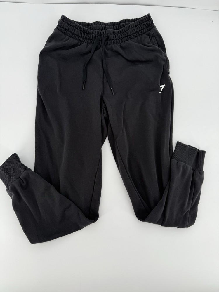 Gymshark Womens Black Stretchy Jogger Sweatpants Small with Drawstring & Pocket