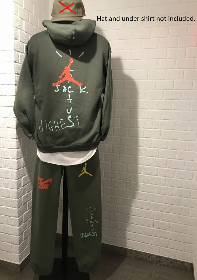 Travis Scott Cactus Jack Highest Hoodie And Pants Set Olive Men's Size Large USA