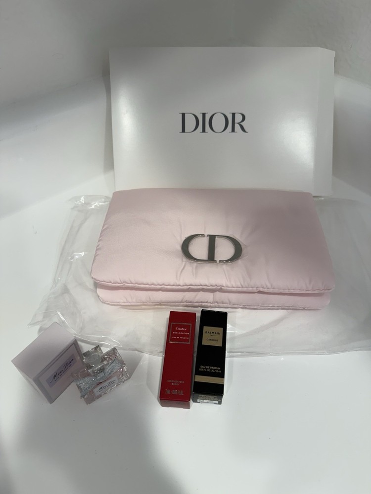 Dior Beauty Pink Puffy Pouch with Mini Miss Dior Perfume New Without Box