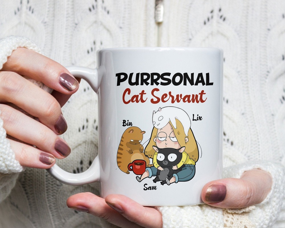 Purrsonal Cat Servant Mug Crazy Cat Girl Mug Cat Lover Mug Custom Cats Mug Pet