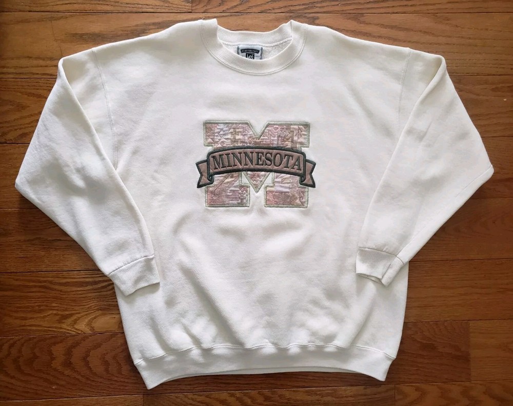 Vintage Minnesota Crewneck Sweatshirt Size XL Embroidered 90s Heavyweight Aztec
