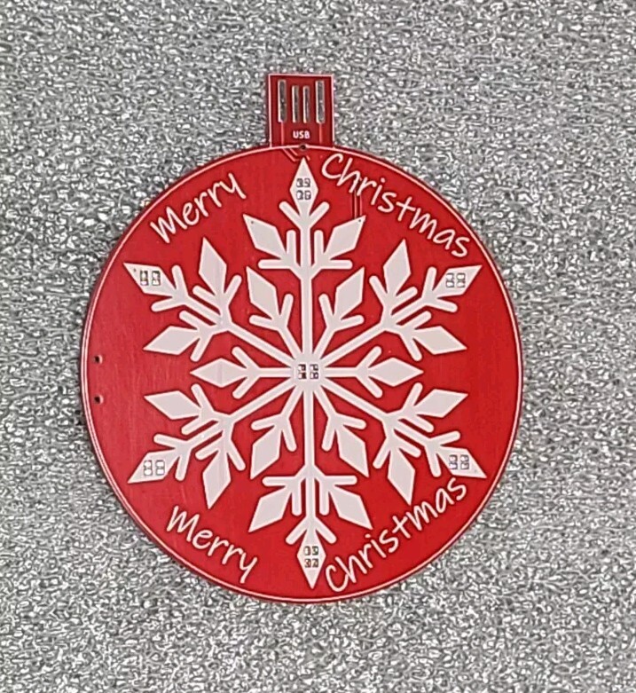 Red PCB Snowflake Christmas Tree Ornament - Unique Circuit Board Design