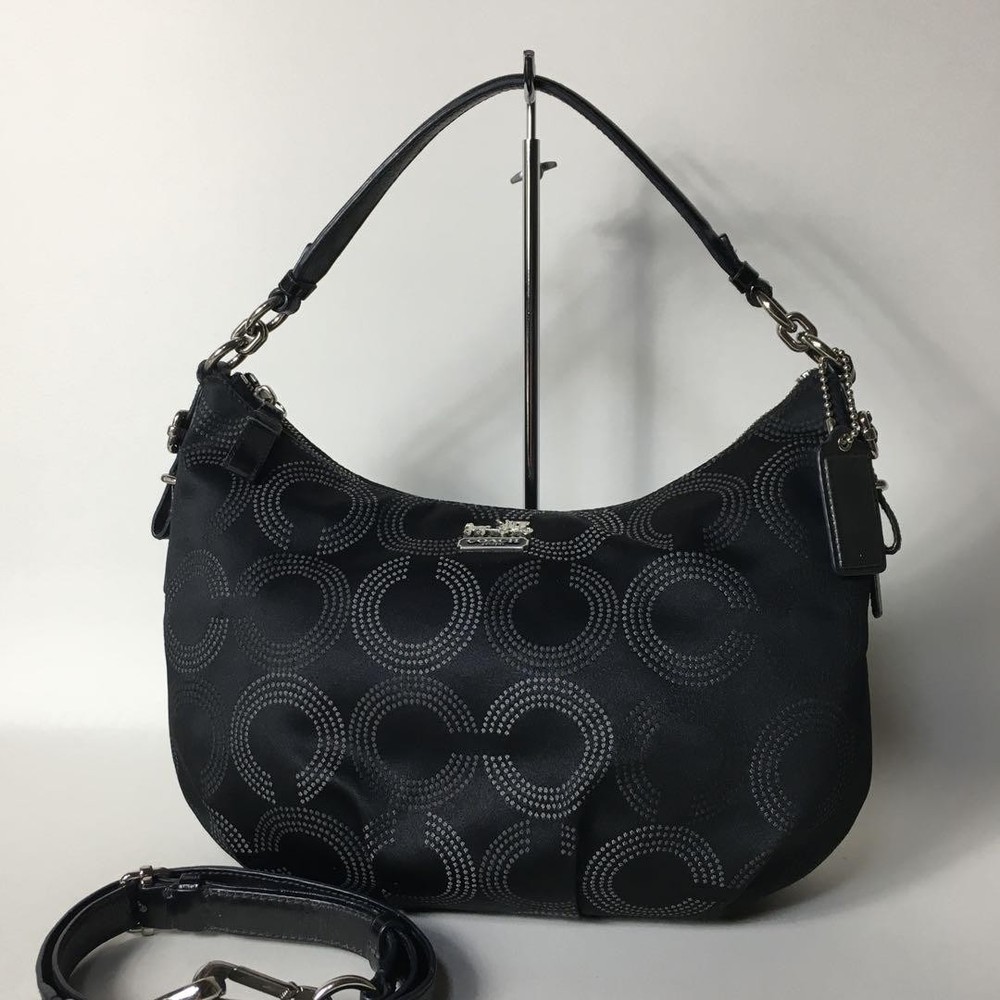 Coach Op Art Signature Black Canvas Two-Way Shoulder Bag G06202857