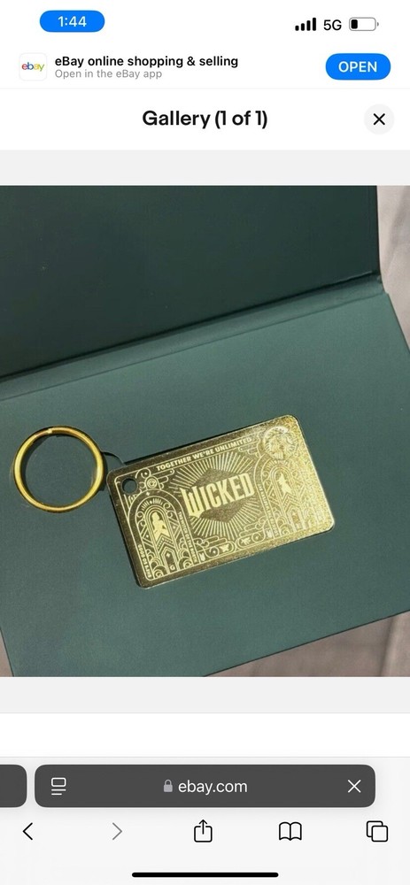 Limited Edition Starbucks WICKED Gold Metal Gift Card New Keychain, NO BALANCE