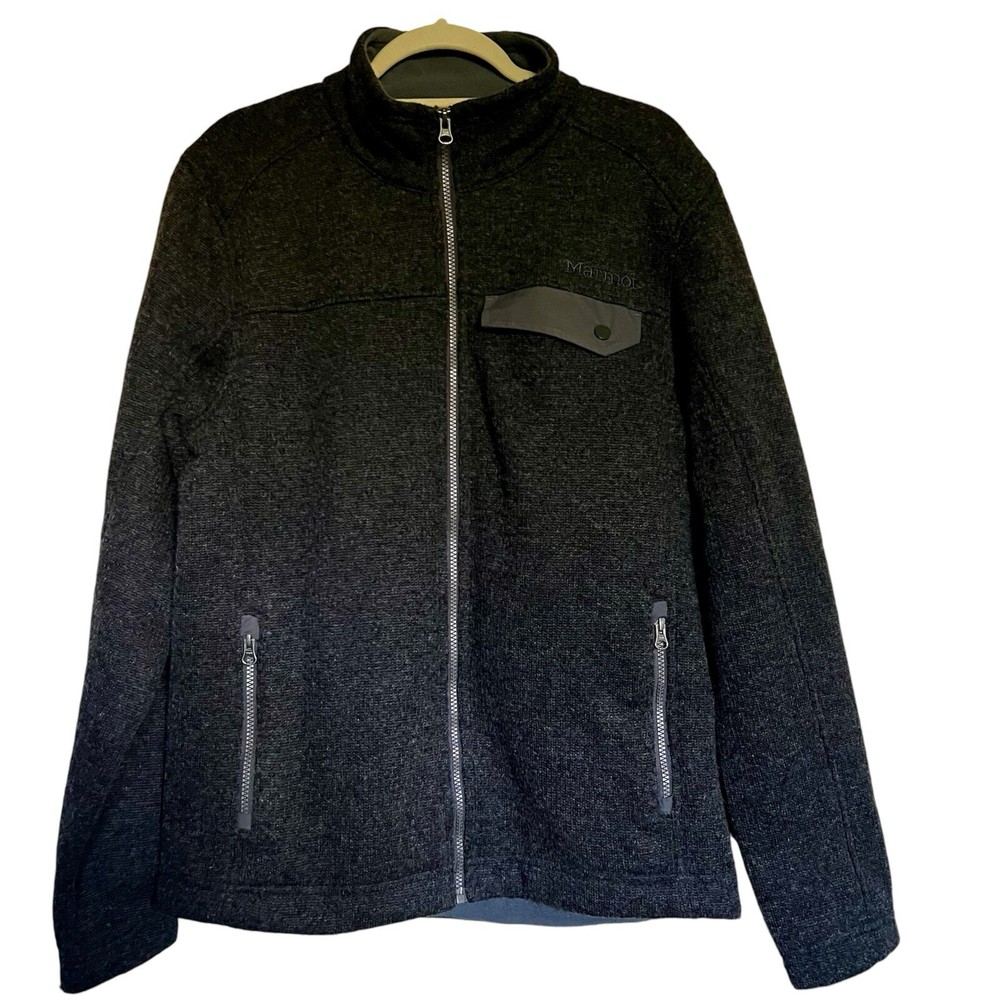 Marmot Poacher Pile Jacket Men size Medium  Fleece Wool Blend Full Zip Gray