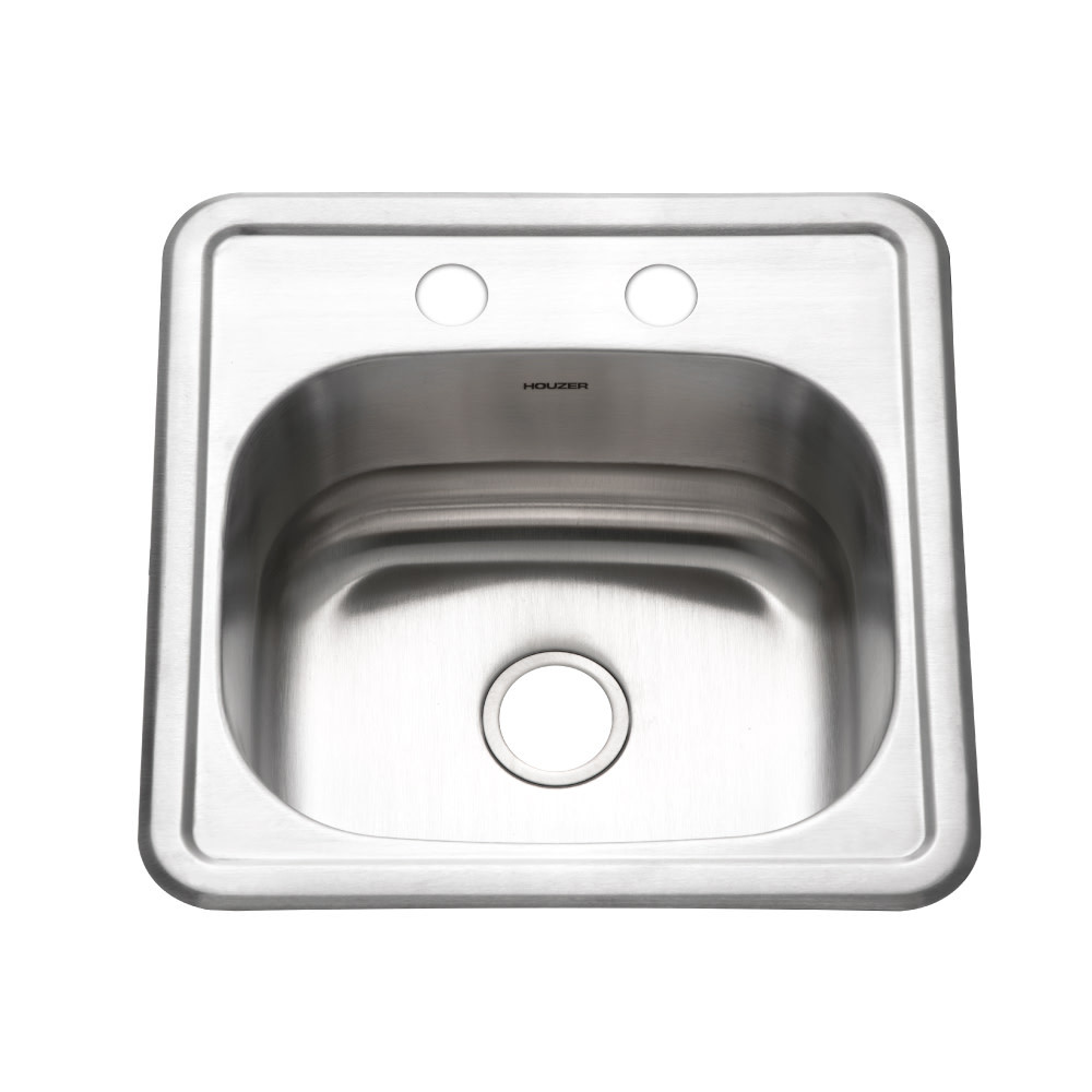 Houzer 1515-6BS 15-Inch Drop-In Stainless Steel Single Basin Hospitality Sink