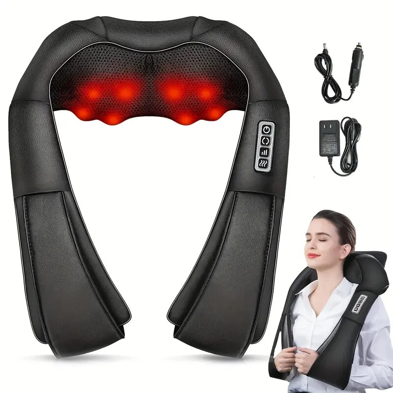 Portable Massage Pillow Neck and Back Massager with Heat,Deep Tissue 3D Kneading