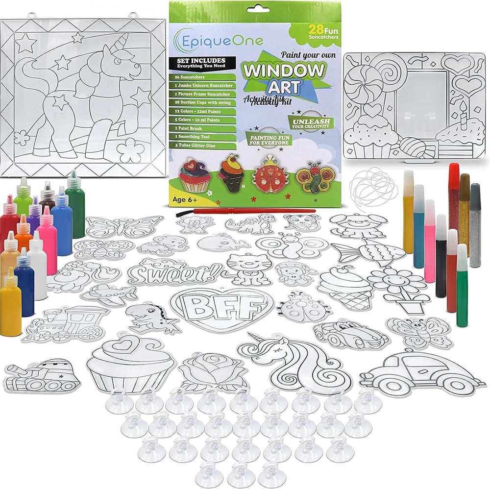 Colorful DIY Stained Glass Window Kit  Arts and Crafts Activity Kit for Kids