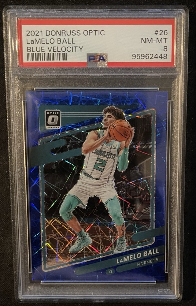 2021-22 Donruss #26 LaMelo Ball Optic Blue Velocity Variation Grade PSA 8 NM-MT
