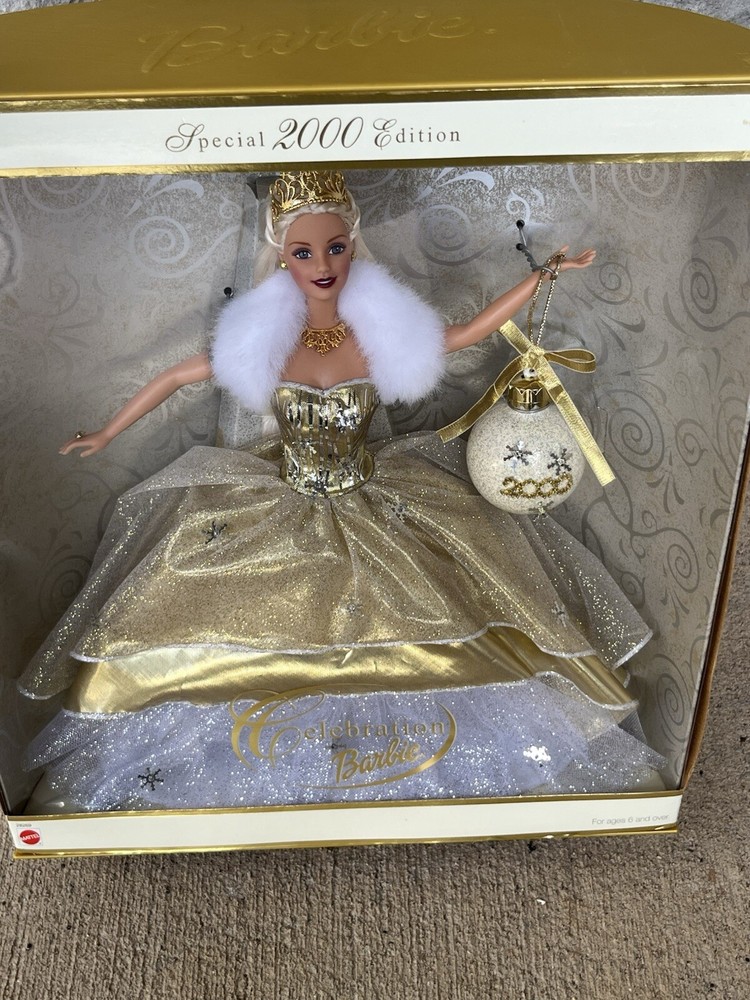 2000 Special Edition Celebration Barbie Doll New In Box Gold Dress Mattel 28269