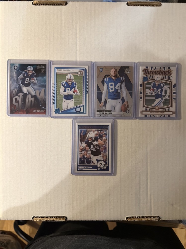 2025 Panini Tyler Warren 5 Card Rookie Lot, Base And Inserts Indianapolis Colts