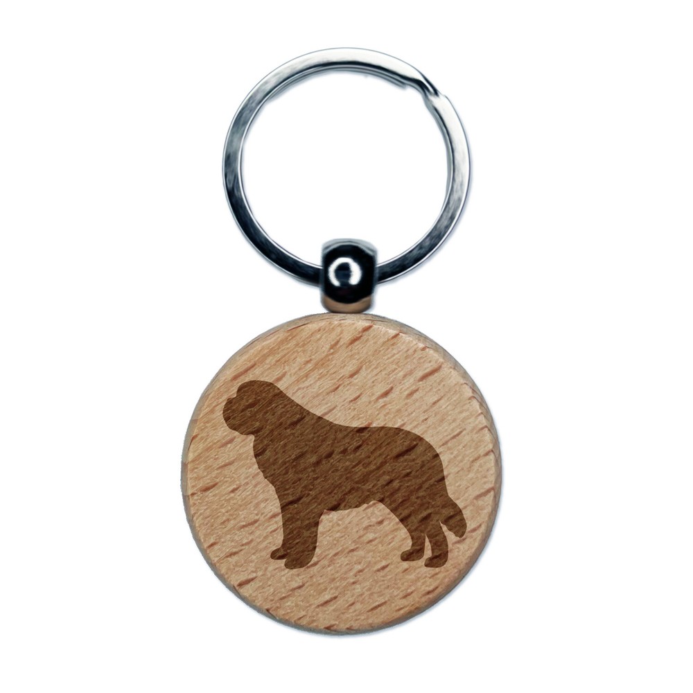 St Bernard Custom Solid Wood Engraved Keychain Charm Tag