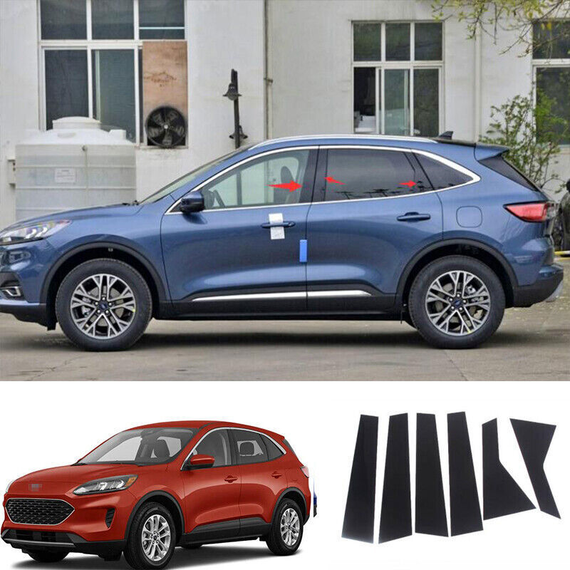 Glossy Black B C Pillar Cover Trims for 2020-2023 Ford Escape Kuga
