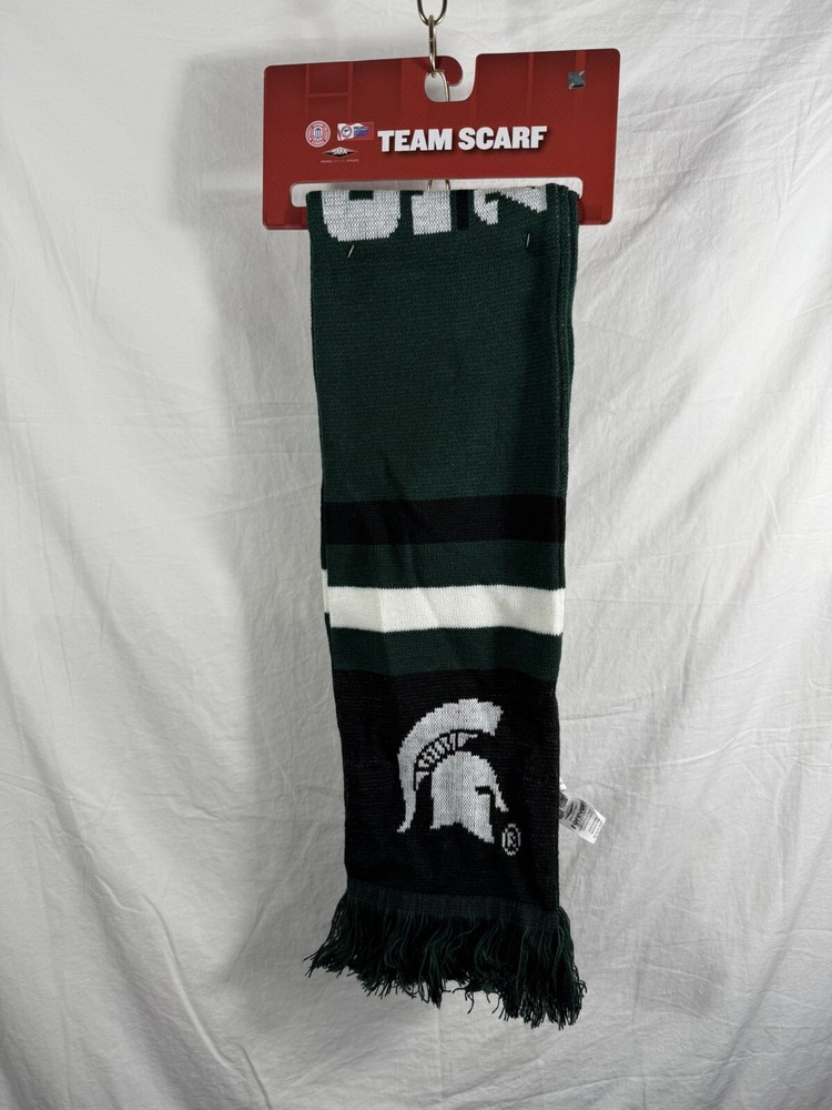 Michigan State Spartans Green Knit Scarf NCAA MSU Fan Gear