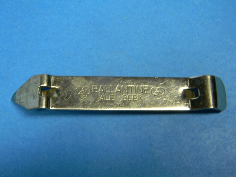 NICE VINTAGE 1953 BALLANTINE BEER BOTTLE CAN OPENER NEWARK NEW JERSEY 3 RINGS