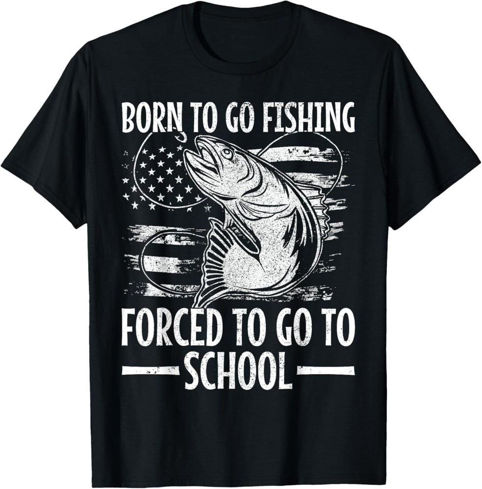 Born To Go Fishing Bass Fish Fisherman Boy Kid Funny Fishing T-Shirt