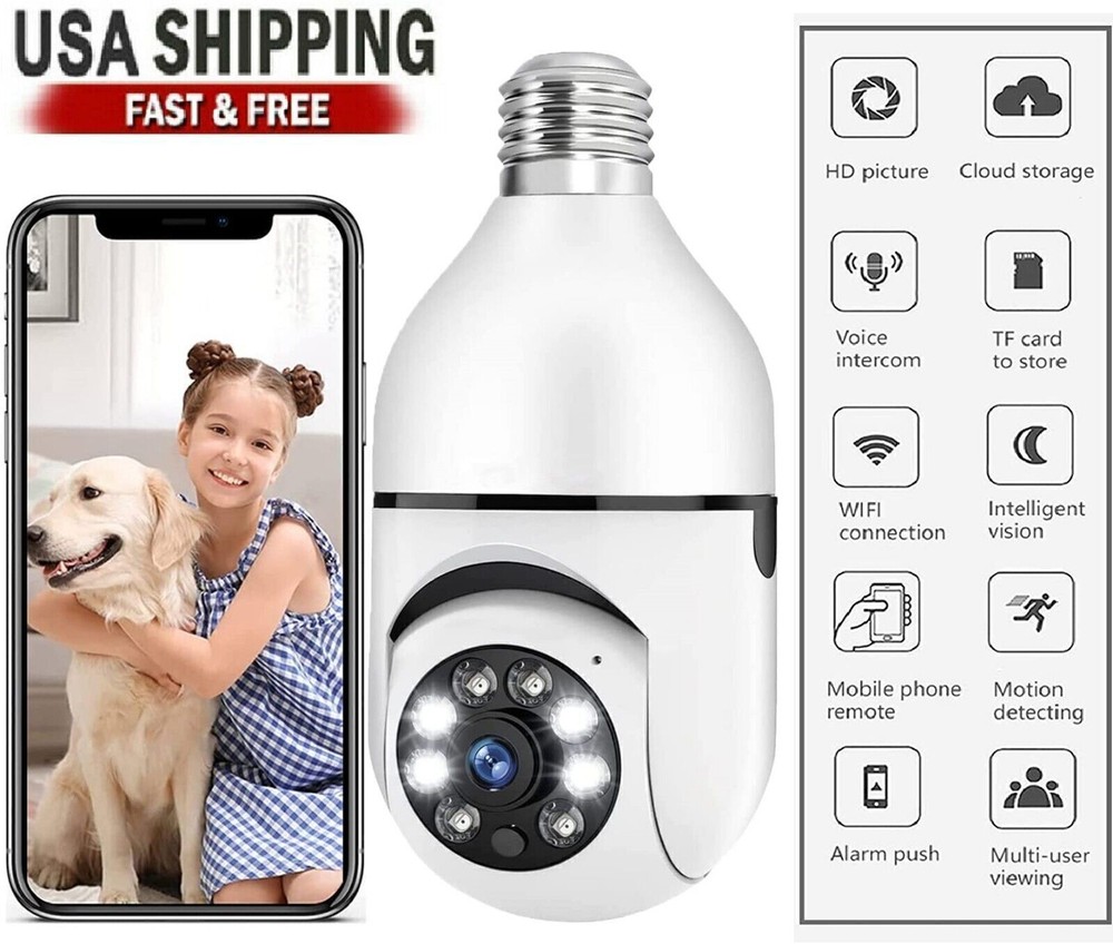 Wireless Security 360° 1080P IP E27 Light Bulb Camera Wi-Fi IR Night Smart Home