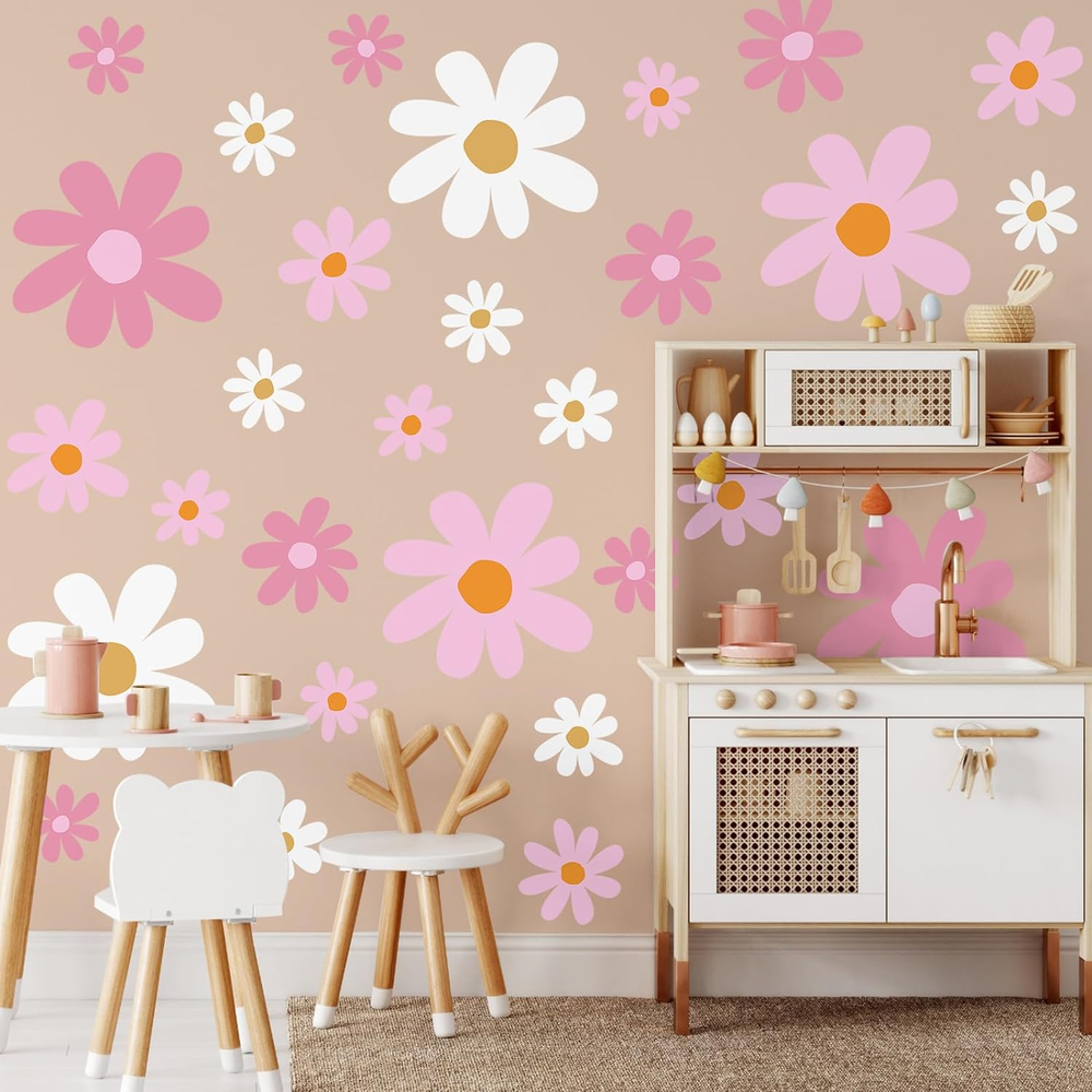 12 Sheets Daisy Wall Decals Flower Wall Stickers Large Daisy Wall Stickers Daisy