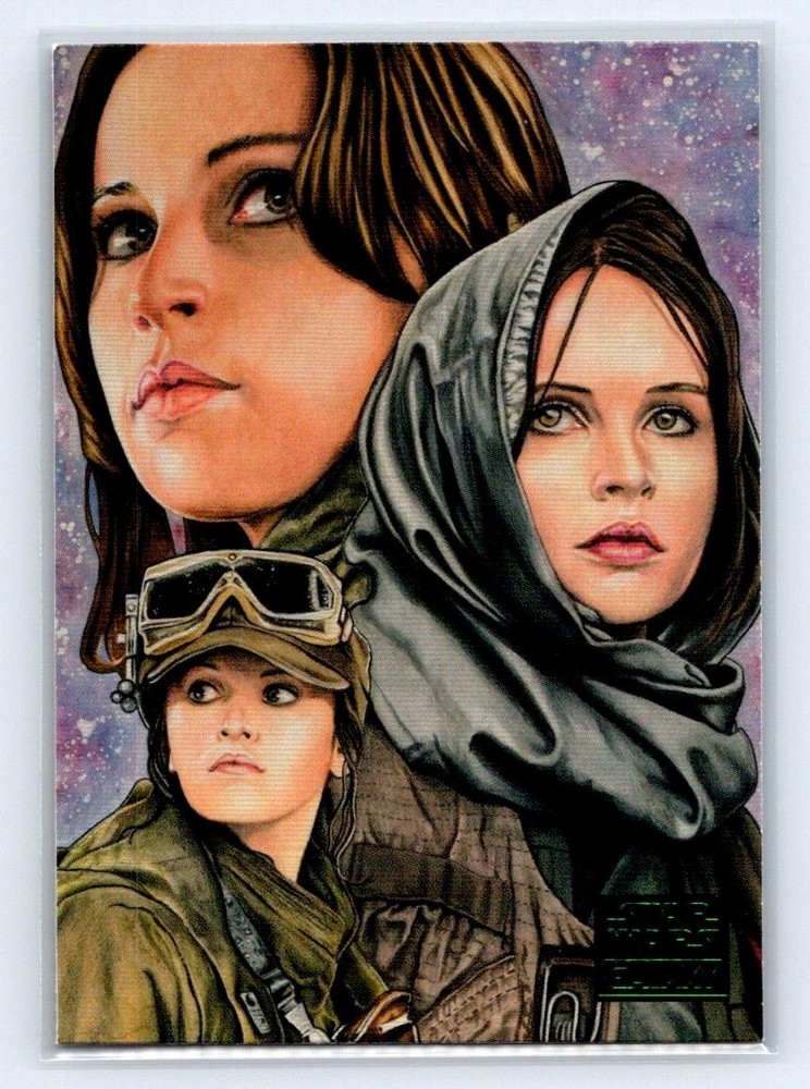 JYN ERSO 2018 Topps Star Wars Galaxy Jyn Erso's Purpose Louise Draper Green #25