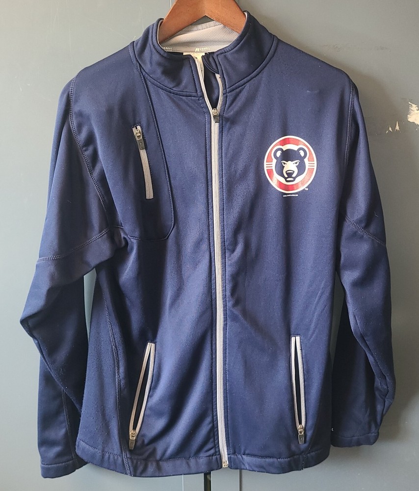 Chicago Cubs Jacket  Men's Small Blue Logo MLB Zipper Pockets Russell Athletic.