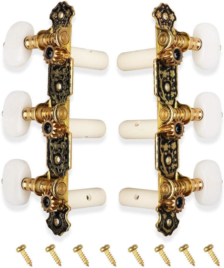 Guitar Tuners Machine Heads 3+3 Set String Pegs for Classical Guitar Black White