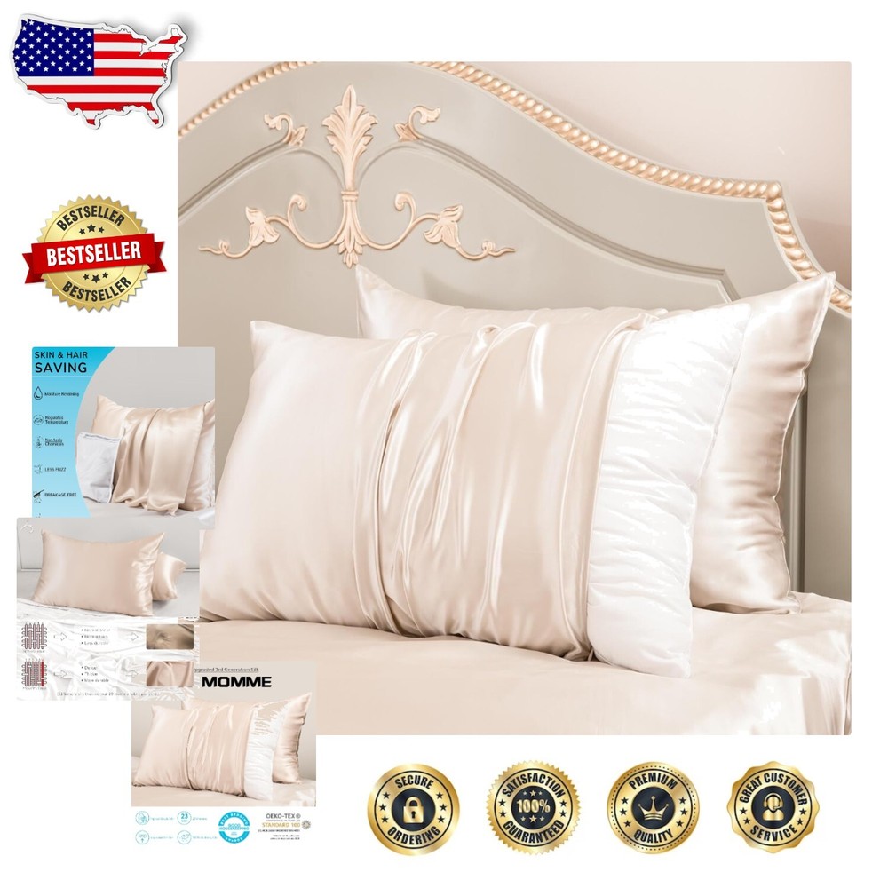 23 Momme Premium Silk Pillowcases 2-Pack for Toddler/Travel - Safe & Breathable