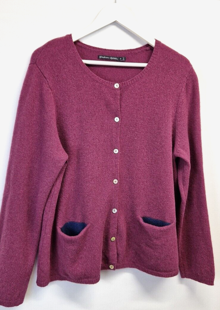 GUDRUN SJODEN 100% wool cardigan women's XL long sleeves sweater lagenlook 23