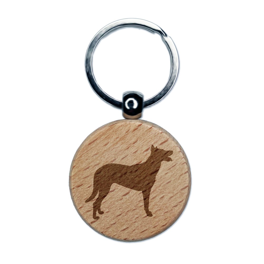 Beauceron Dog Solid Engraved Wood Round Keychain Tag Charm