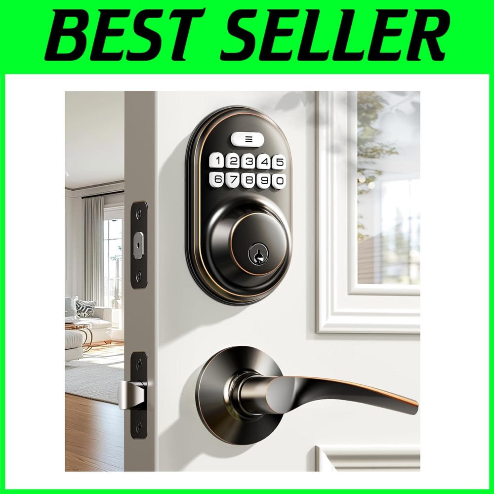 Keyless Entry Electronic Keypad Deadbolt with Lever Handles - Bronze Finish