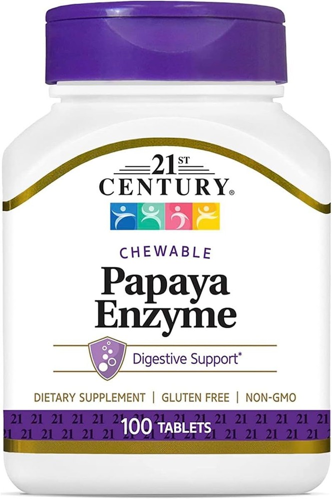 21st Century Papaya Enzyme Chewable (100 Count), 100 Count (Pack of 1)