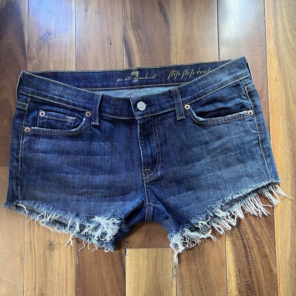 7 for all mankind, Flip Flop Bootcut, Low Rise Denim Cut Off Shorts,  size 30