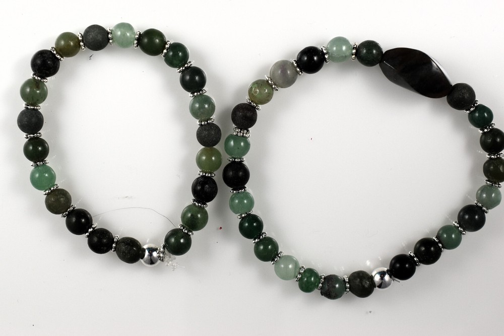 Elastic Mom & Daughter Bracelet Set - Green - Small & Large - Clearance Sale-image