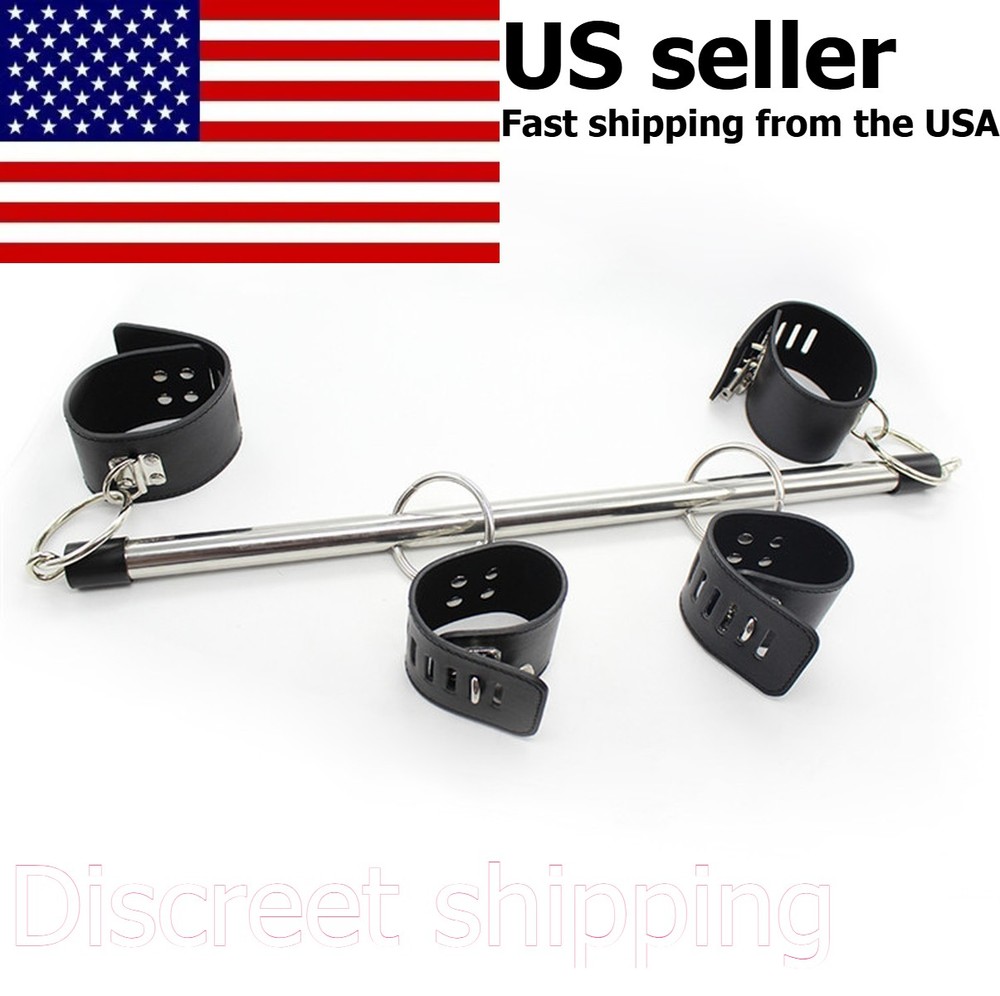 BDSM Bondage Kit Open Leg Bar Handcuffs Ankle Cuffs Restraints Slave Roleplay US