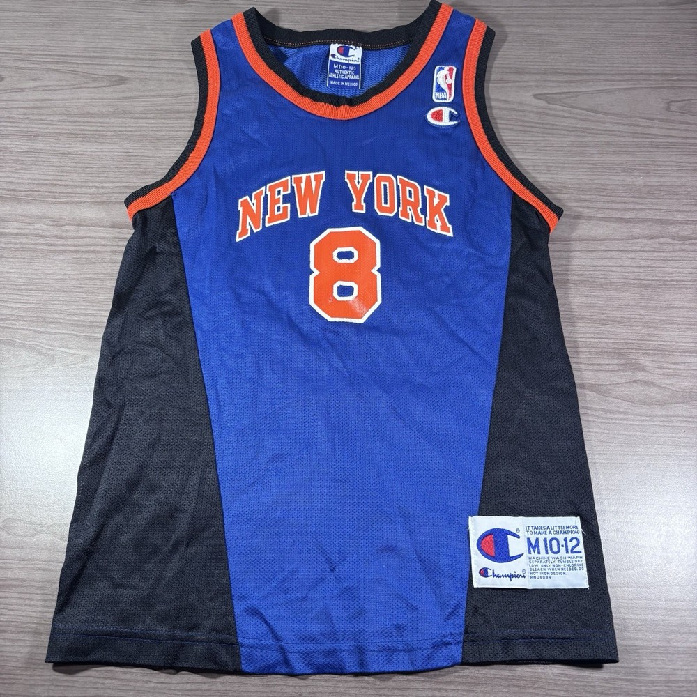 New York Knicks Basketball Jersey Latrell Sprewell 8 Champion Youth Size M 10-12