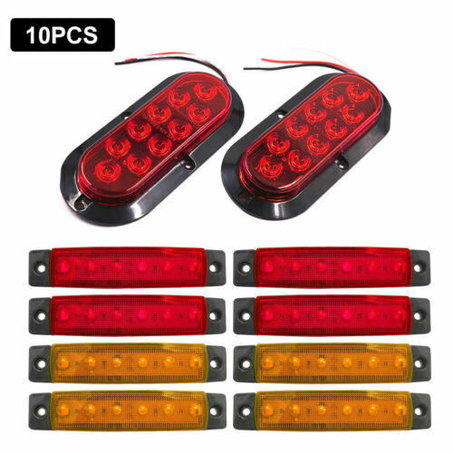 10 LEDs Trailer Tail Light Side Marker Lights Kit Caravan Boat UTE Waterproof