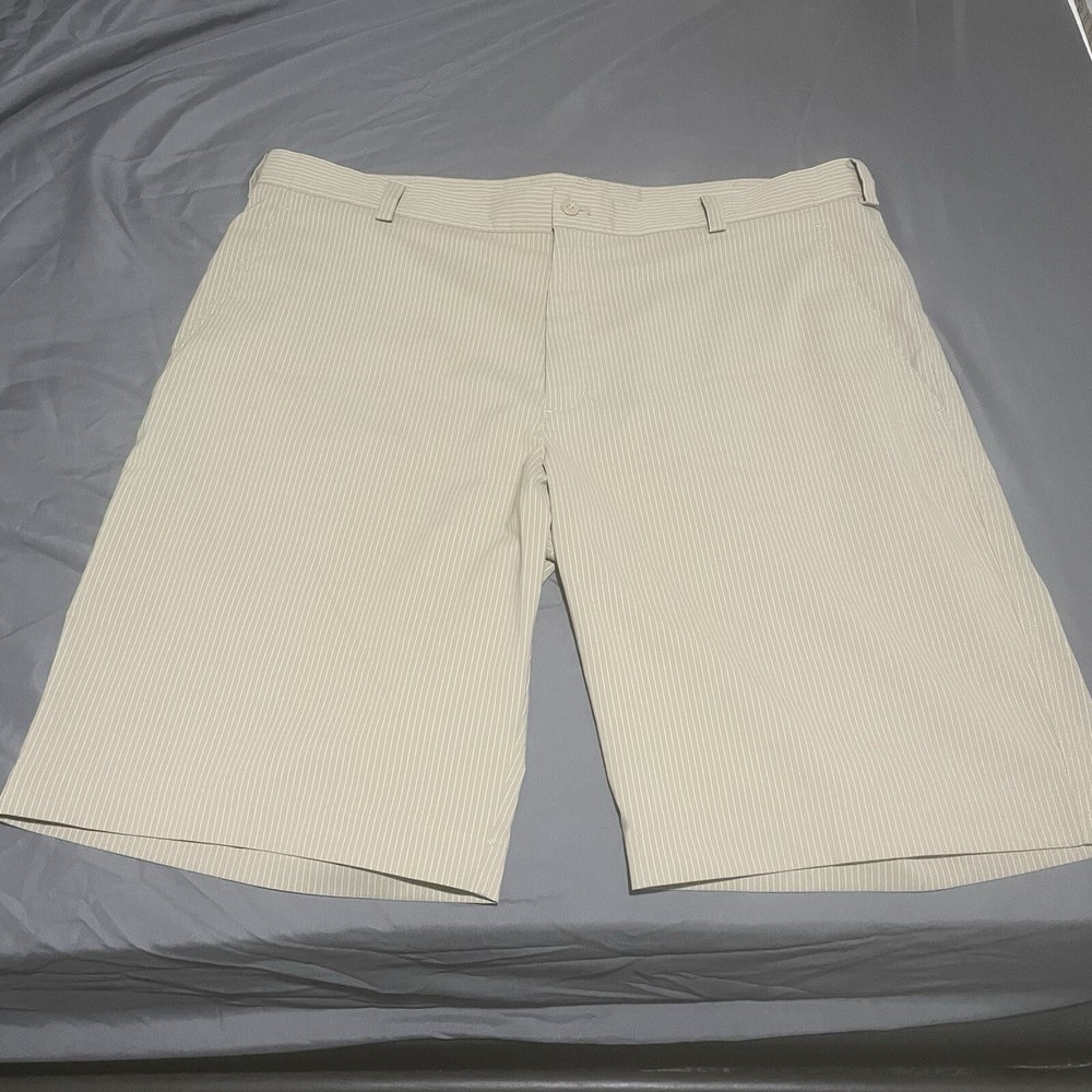 Nike Golf Shorts Dri Fit Performance Beige Brown Athletic Mens Size 38 Striped