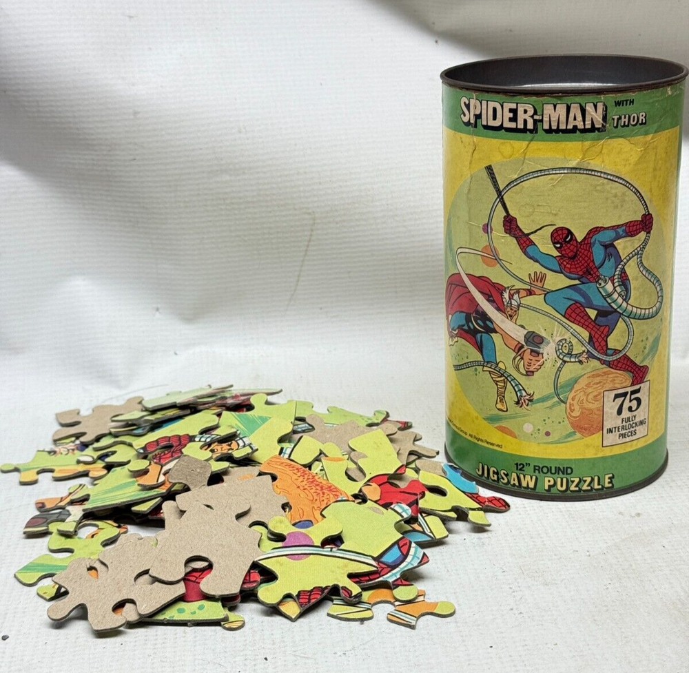 Vintage 1974 HG Toys 75 Piece Spiderman and Thor Puzzle Complete