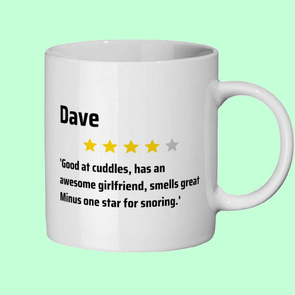 Personalised Funny Review Mug For Boyfriend/ Laughing Joke Good Humour Birthday