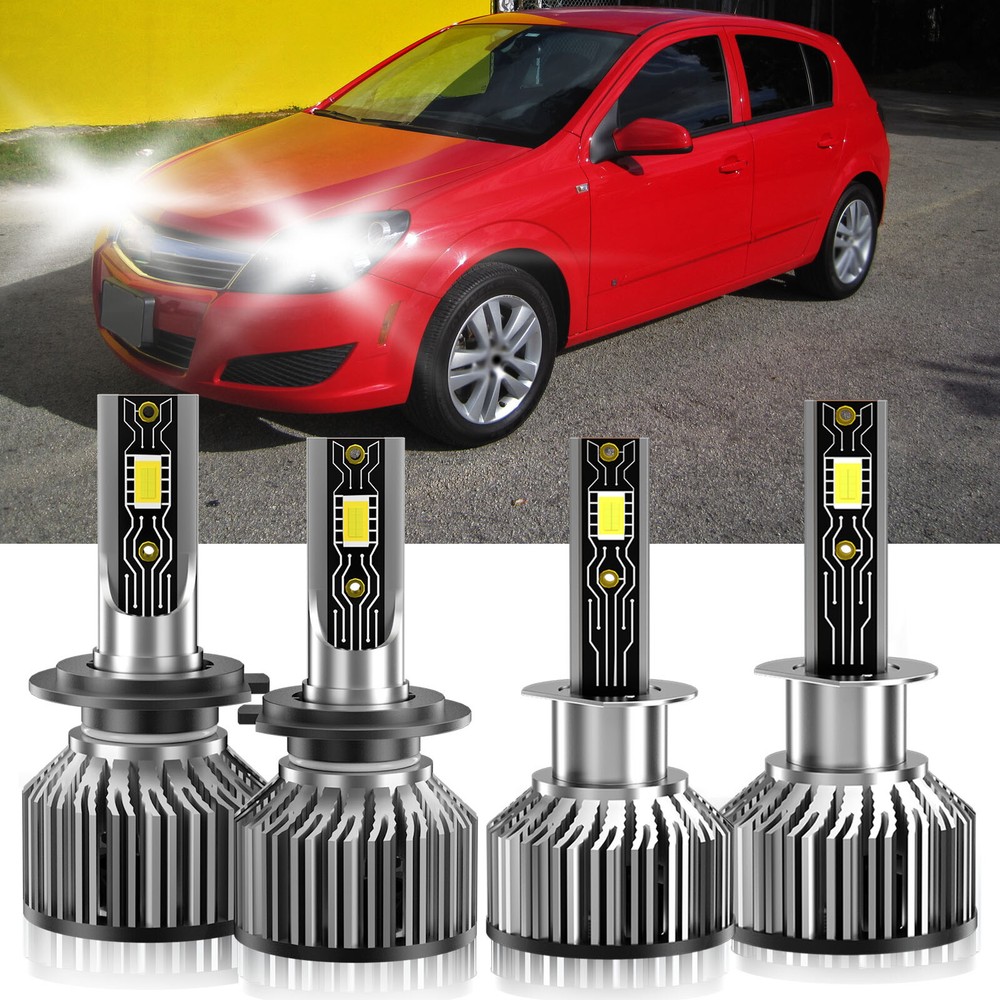 4X LED Headlight Bulbs H1+H7 6500K High Low Beam for Opel Astra 2006-2009