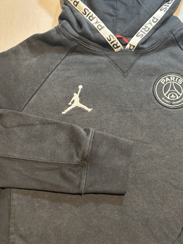 Nike Air Jordan x PSG Paris Saint-Germain Boys Hoodie XL 13-15Y Black Paname