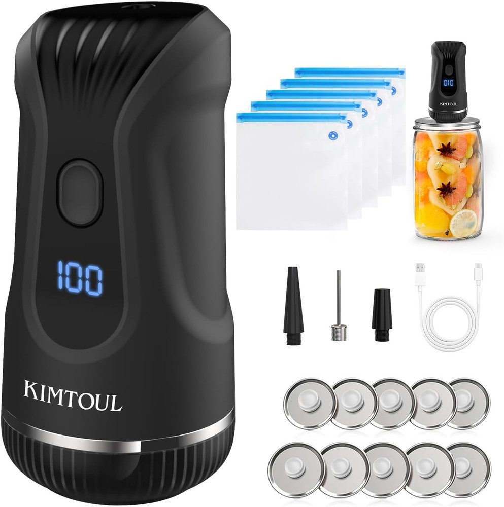 Electric Mason Jar Vacuum Sealer Kit Handheld in Sleek Black Design