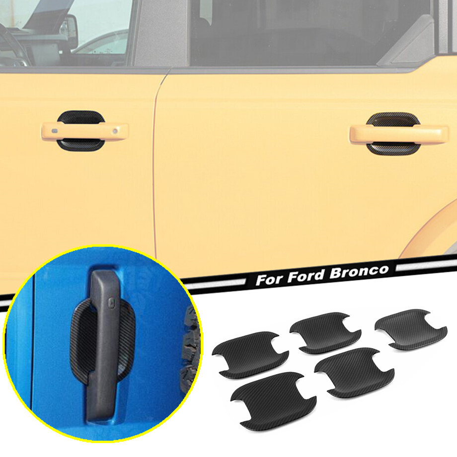 Car Door Handle Bowl Cover Trim For Ford Bronco 2021-2024 Accessories ABS Carbon