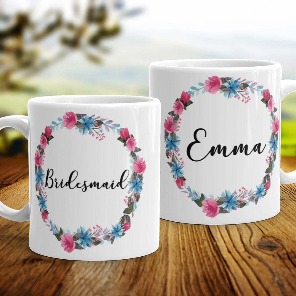 Personalized Bridesmaid Coffee Mug Custom Wedding Favors Gift For Bridesmaid