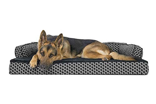 Orthopedic Dog Bed 40x32 Inches Plush Woven Diamond Gray Pet Mattress  
