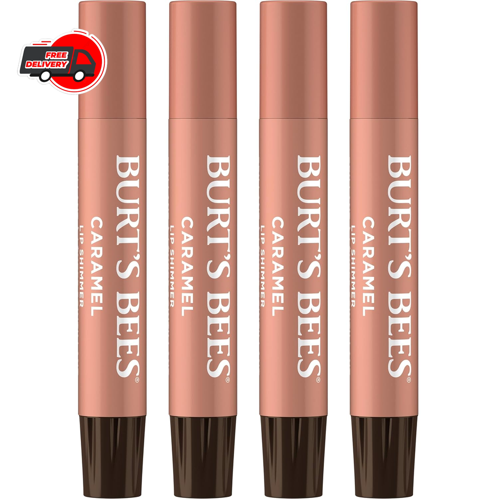 Burt's Bees Caramel Lip Shimmer Pack of 4 Moisturizing Non Toxic Lip Color